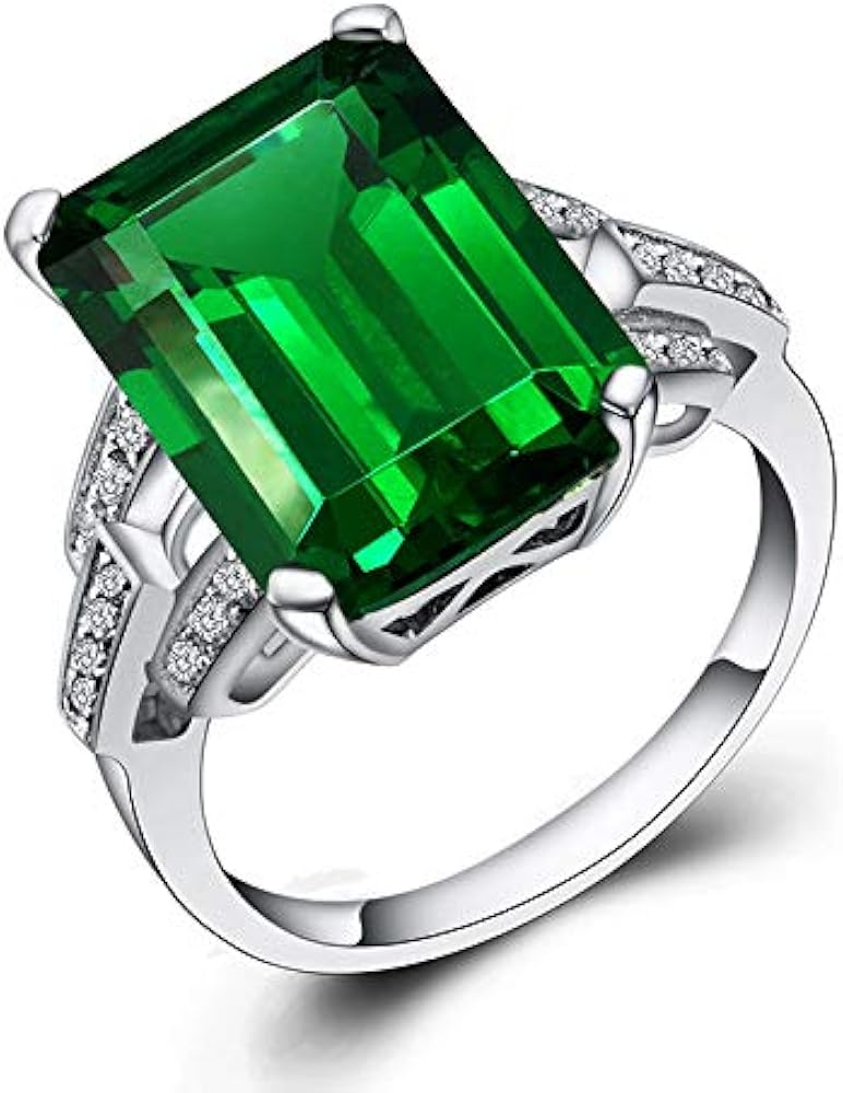 Amazon | グリーン模造エメラルドシルバーリング エメラルドカット